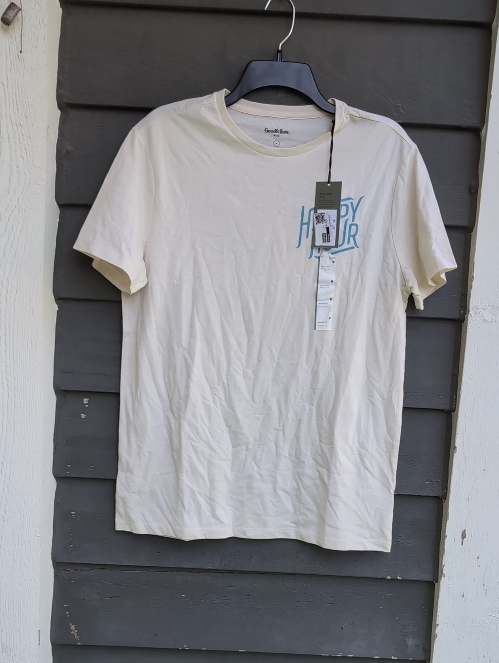 Goodfellow & Co Cream Short-Sleeve 'Happy Hour' Graphic Tee Size medium NWTG